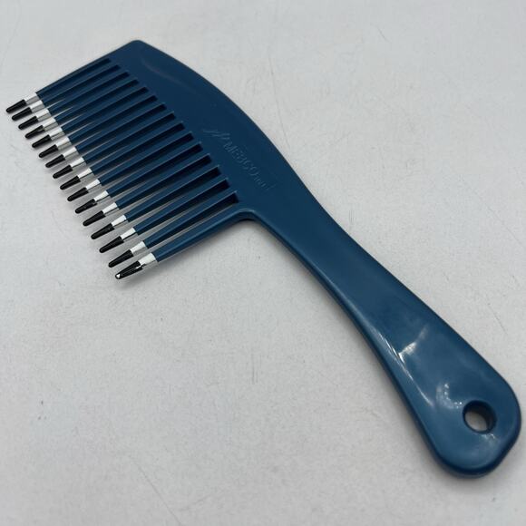 Mebco Twice Dipped Volume Wide Comb Pocket Vintage 1980s Blue Black White 8.5" - Picture 1 of 7